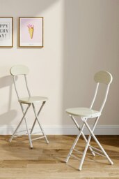 Rackhams 5pcs 80cm Folding Table and 4 Chairs Set Indoor Outdoor Bistro Kitchen Dining Set Furniture - White - thumbnail 4