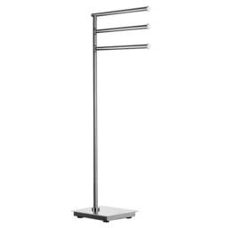 Rackhams Triple Swing Arm Towel Rail (H)78cm x (W)30cm Polished Stainless Steel Freestanding Bathroom Towel Holder with Square Base