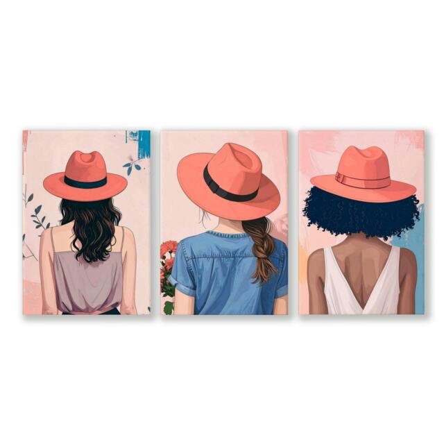 Rackhams Boho Artwork - Set of 3 Boho Women Wall art Prints - 20 x 30 in / 50 x 76 cm - Polyester Canvas 260 gsm - Canvas wrapped - image 1