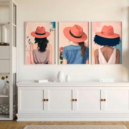 Rackhams Boho Artwork - Set of 3 Boho Women Wall art Prints - 20 x 30 in / 50 x 76 cm - Polyester Canvas 260 gsm - Canvas wrapped - thumbnail 2