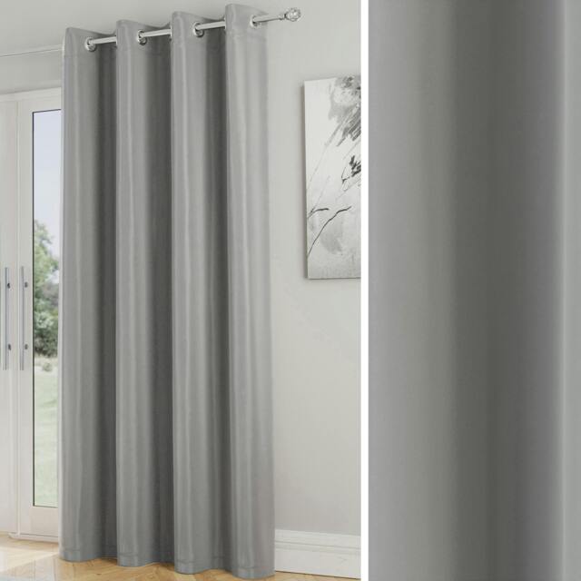 "Rackhams Nightfall Plain Supersoft Thermal Room Darkening Eyelet Single Door Curtain - Grey - 66"" (168cm) Width x 84"" (214cm) Drop" - image 1