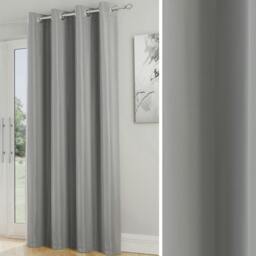 "Rackhams Nightfall Plain Supersoft Thermal Room Darkening Eyelet Single Door Curtain - Grey - 66"" (168cm) Width x 84"" (214cm) Drop"