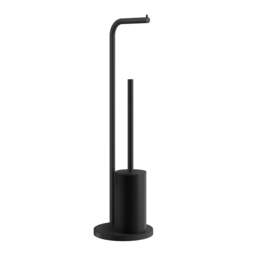 Rackhams Black Steel Freestanding Toilet Roll and Toilet Brush Holder