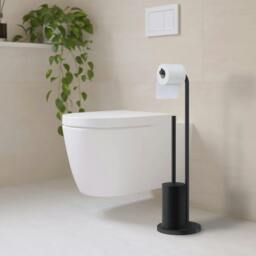 Rackhams Black Steel Freestanding Toilet Roll and Toilet Brush Holder - thumbnail 2