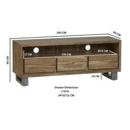 Rackhams Knott Live Edge Large Media Unit - 140 cm - 45 cm - Wood - thumbnail 5