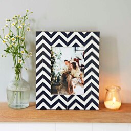 "Rackhams Neha Navy Chevron Patterned Photo Frame - 7"" x 5""" - thumbnail 1