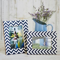 "Rackhams Neha Navy Chevron Patterned Photo Frame - 7"" x 5""" - thumbnail 2