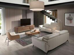 Rackhams Taupe leather sofa 6131/6132 - 3 - thumbnail 5