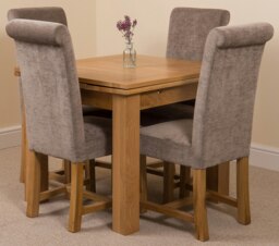 Rackhams Richmond Small Extending Oak Dining Set with Washington Fabric Chairs - 4 chairs - Black - thumbnail 2