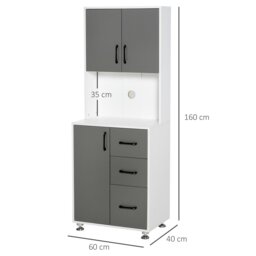 Rackhams Modern Kitchen Cupboard Storage Organiser Microwave Cabinet Grey - White - thumbnail 4