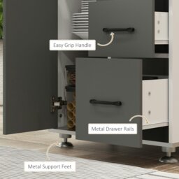 Rackhams Modern Kitchen Cupboard Storage Organiser Microwave Cabinet Grey - White - thumbnail 6