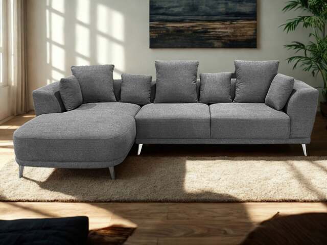 Rackhams The 3 Seater Nova Lounger Right Corner Sofa in Grey or Cream - Grey - image 1