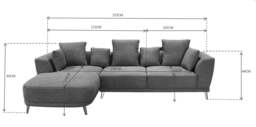 Rackhams The 3 Seater Nova Lounger Right Corner Sofa in Grey or Cream - Grey - thumbnail 6