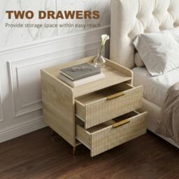 Rackhams Bedside Table with 2 Drawers, Natural Wood Finish - thumbnail 5