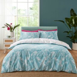 Rackhams Aruba Tropical Floral Reversible Duvet Cover Set - Green - King - thumbnail 2