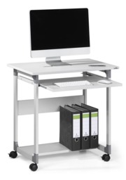 Rackhams Adjustable Mobile PC Computer Desk Workstation Trolley on Wheels - Grey - thumbnail 4