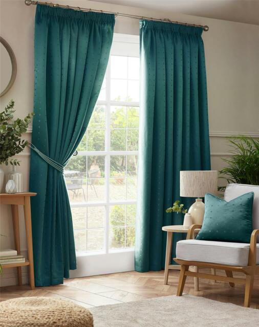 Rackhams Adi Lined Pencil Pleat Curtains - Teal - 229cm width x 183cm drop - image 1