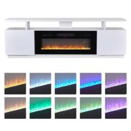 Rackhams Elegant and Functional Electric Fireplace TV Stand with Modern Features - Black - Fireplace TV Stand - thumbnail 6