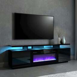 Rackhams Elegant and Functional Electric Fireplace TV Stand with Modern Features - Black - Fireplace TV Stand - thumbnail 3