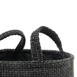 Rackhams Metro Round Fabric Storage Basket with Handles for Home Organisation, Set of 2, Black - thumbnail 5