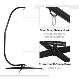 Rackhams Hammock Chair Stand Only Heavy Duty Metal C-Stand Indoor or Outdoor - thumbnail 3