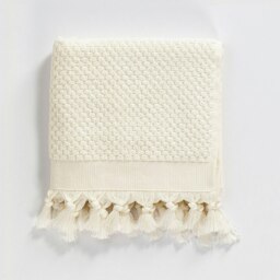 Rackhams Orla Cotton Hand Towel, Off-White - Anthracite on Natural/Lilac/Off-White - thumbnail 3