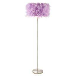 Rackhams Modern and Chic Soft Lilac Feather Floor Lamp with Satin Nickel Plated Base - thumbnail 2