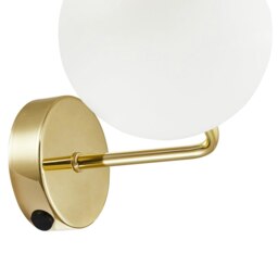 Rackhams Contemporary Chic Polished Gold Wall Light with Opal White Globe Glass Shade - thumbnail 3