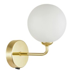 Rackhams Contemporary Chic Polished Gold Wall Light with Opal White Globe Glass Shade - thumbnail 2