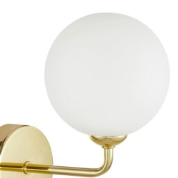Rackhams Contemporary Chic Polished Gold Wall Light with Opal White Globe Glass Shade - thumbnail 4