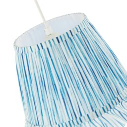 Rackhams Vintage Blue and White Faux Silk Plated Lamp Shade with Bottom Fringe - thumbnail 5