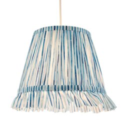 Rackhams Vintage Blue and White Faux Silk Plated Lamp Shade with Bottom Fringe - thumbnail 2