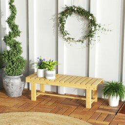 Rackhams 1.1M Outdoor Garden Bench Patio Loveseat Fir Wood 2 Person - Fir Wood Color - Fir Wood - 110cm x 38cm x 35cm - thumbnail 3