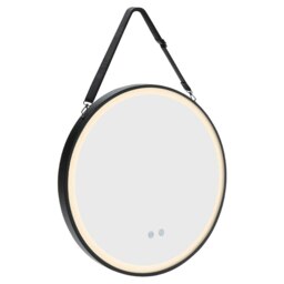 Rackhams Round Metal LED Mirror with Hanging Strap - 60cm W x 4cm D x 60cm H - thumbnail 6