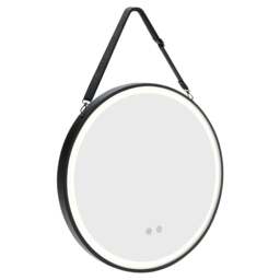 Rackhams Round Metal LED Mirror with Hanging Strap - 60cm W x 4cm D x 60cm H - thumbnail 4