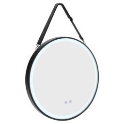 Rackhams Round Metal LED Mirror with Hanging Strap - 60cm W x 4cm D x 60cm H - thumbnail 5