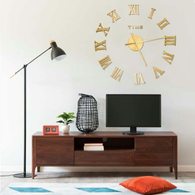 Rackhams 3D Wall Clock Modern Design Gold 100 cm XXL