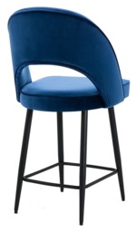 Rackhams Chelsea Velvet Bar Stool, Fixed Black Legs & Footrest, Padded Seat – Blue - thumbnail 5