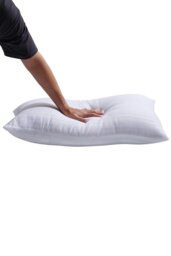 Rackhams 2Pcs Washable Stripe Bed Pillows Comfortable Medium Firm Support Pillows, 70cm L x 42cm W - White - thumbnail 3