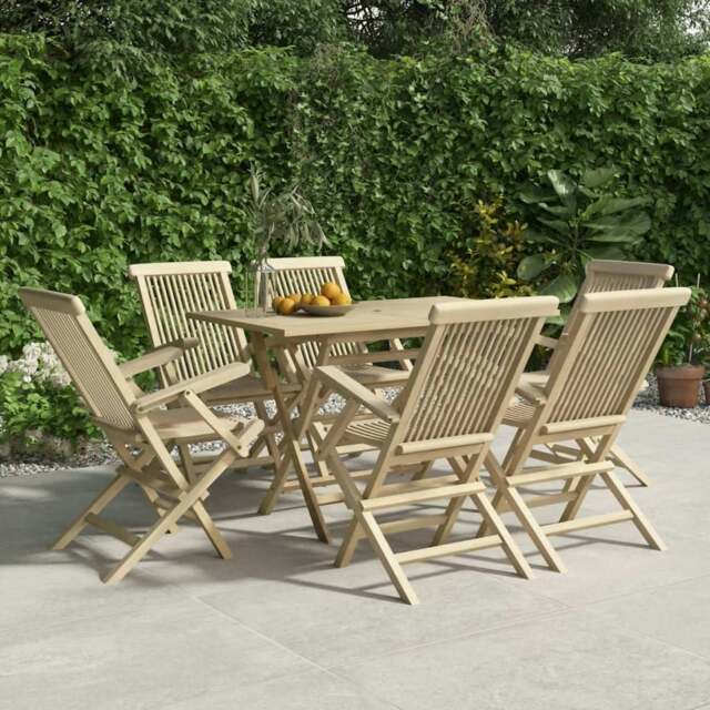 Rackhams Folding Garden Chairs 6 pcs Grey 56x61x89 cm Solid Wood Teak