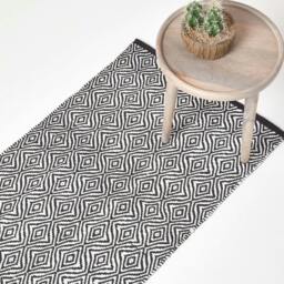 Rackhams Trance Black and White Diamond Pattern Recycled Fibre Rug - 150 cm Round - thumbnail 2