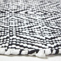 Rackhams Trance Black and White Diamond Pattern Recycled Fibre Rug - 150 cm Round - thumbnail 5
