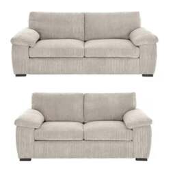 Rackhams Amalfi Jumbo Cord Cream Sofa 3+2 Fabric Sofa in Cream - 3 Seater & 2 Seater Set - thumbnail 1