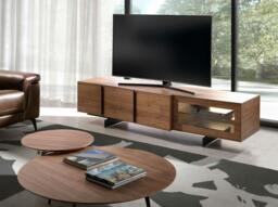 Rackhams Walnut and Black Steel TV Cabinet With Interior Lighting 3219 - thumbnail 3