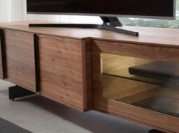 Rackhams Walnut and Black Steel TV Cabinet With Interior Lighting 3219 - thumbnail 5