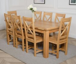 Rackhams Richmond Large Oak Extending Dining Table with Berkeley Oak Chairs - Natural Oak - 8 chairs