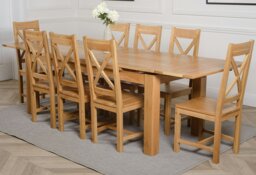 Rackhams Richmond Large Oak Extending Dining Table with Berkeley Oak Chairs - Natural Oak - 8 chairs - thumbnail 3
