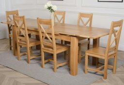 Rackhams Richmond Large Oak Extending Dining Table with Berkeley Oak Chairs - Natural Oak - 8 chairs - thumbnail 2