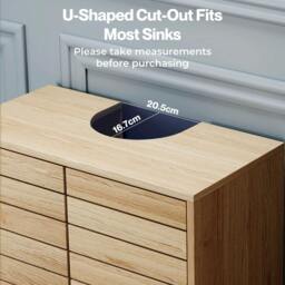 Rackhams Bathroom Under Sink Cabinet Basin Storage Cupboard 2 Door Vanity Unit - Oak - thumbnail 5