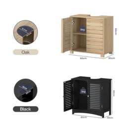Rackhams Bathroom Under Sink Cabinet Basin Storage Cupboard 2 Door Vanity Unit - Oak - thumbnail 3